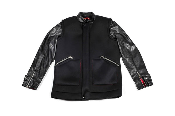 West Village Neoprene Leather Bomber Jacket