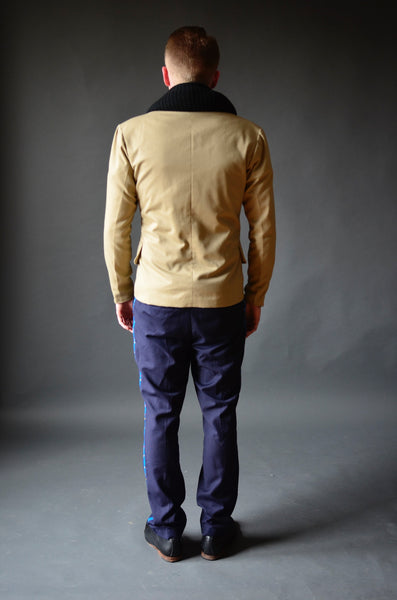 Tan Sport Coat with detachable Knit Collar